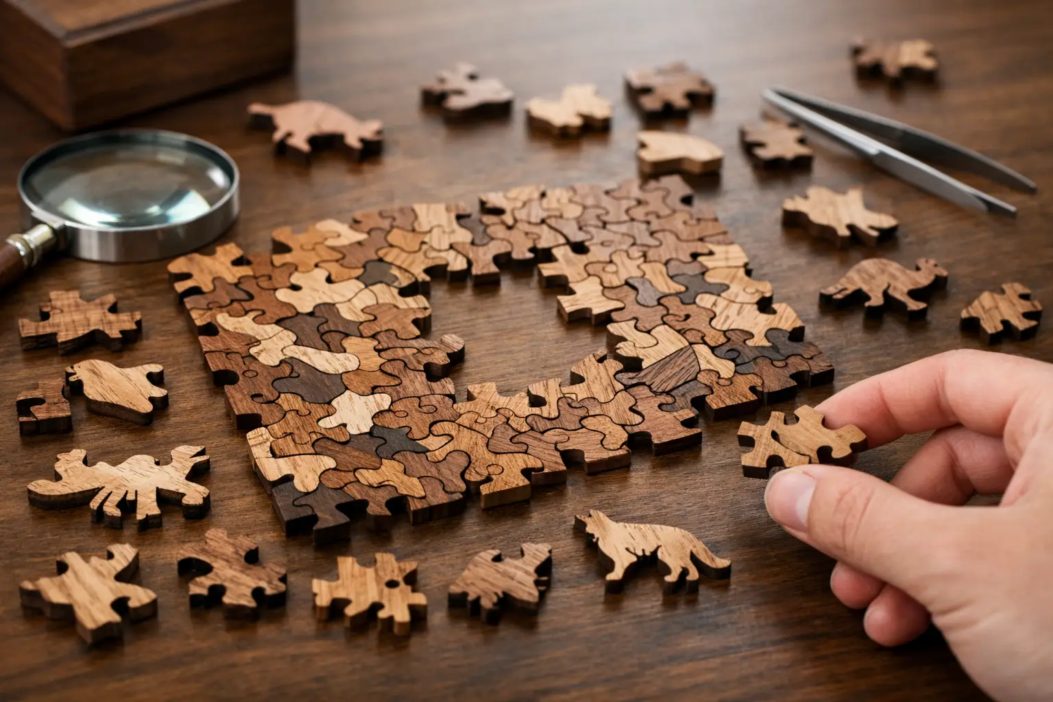 Holzpuzzle mit hohem Schwierigkeitsgrad