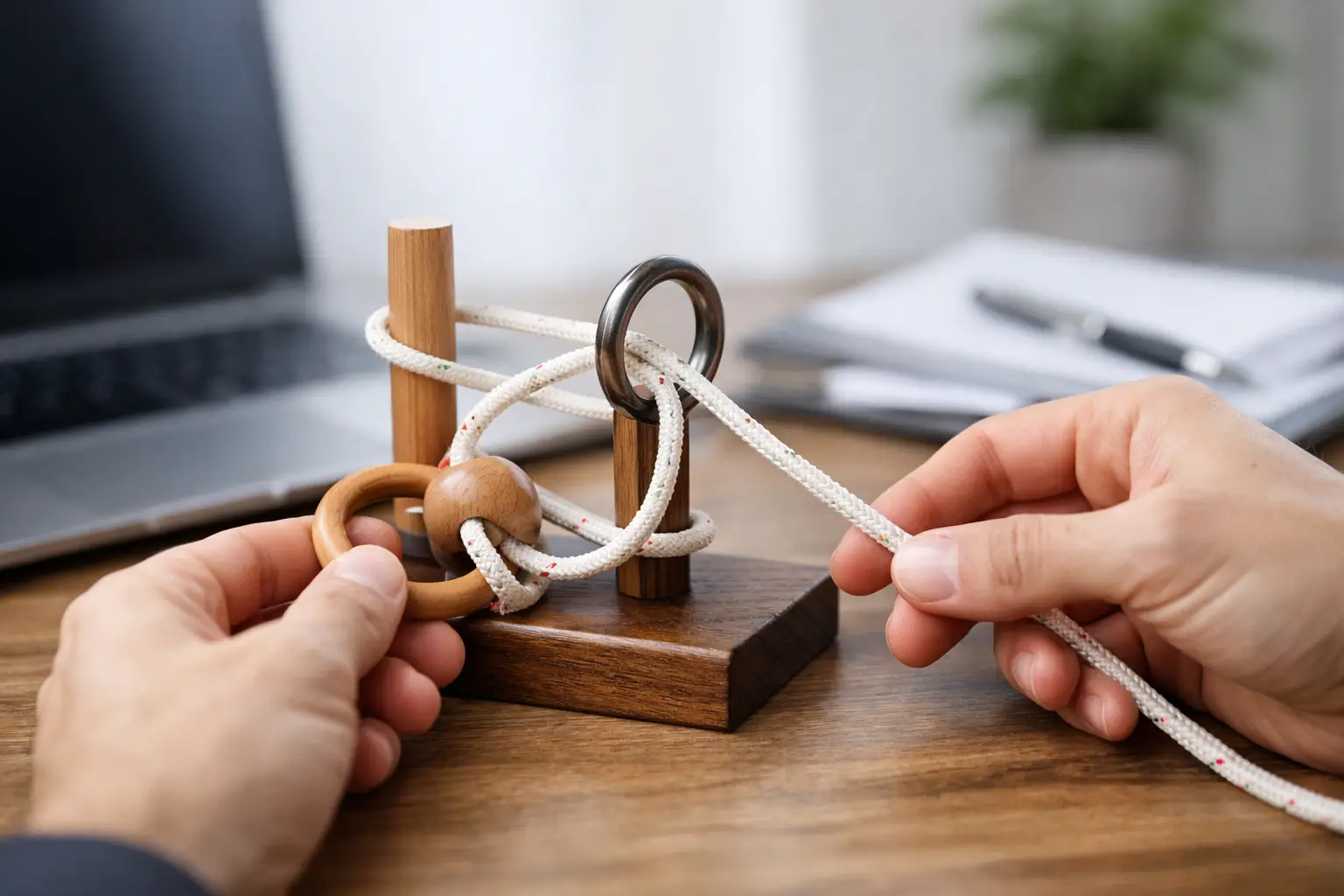 Seilpuzzle Schritt für Schritt lösen