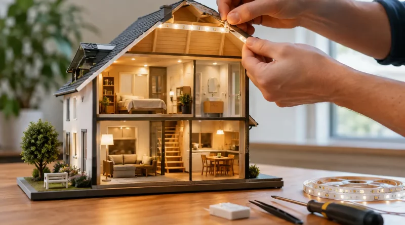 Miniaturhaus LED Beleuchtung richtig einbauen